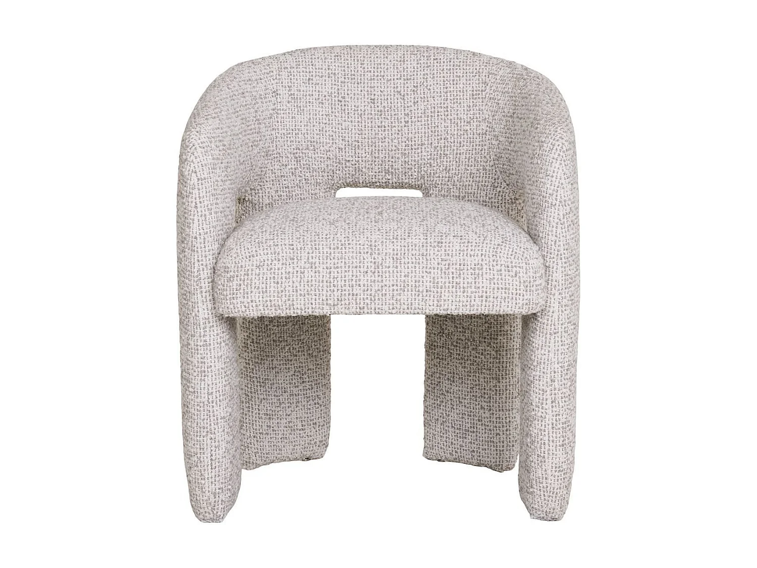 MARYLIN - Fauteuil design assise et pieds en tissu blanc chiné gris
