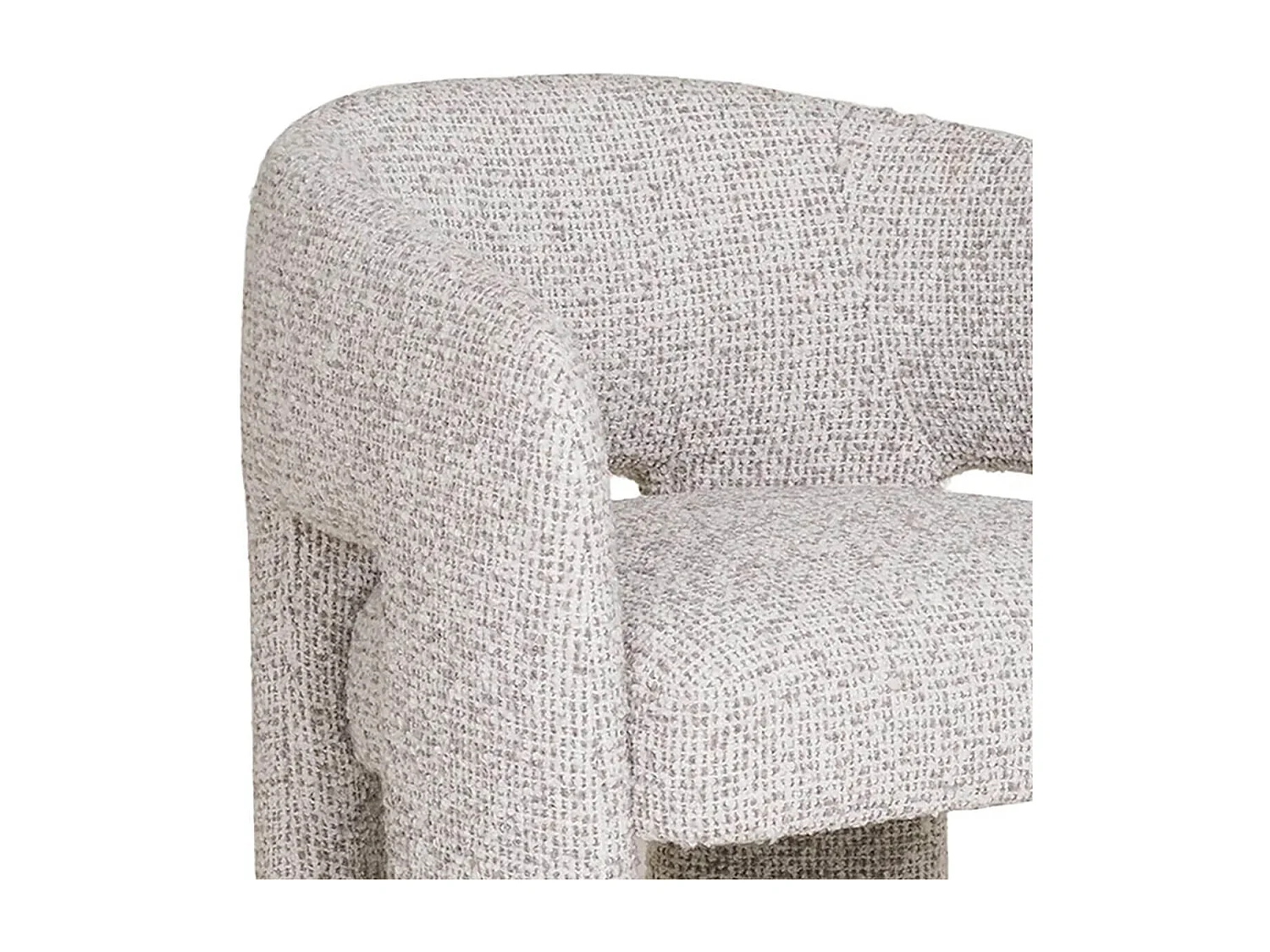 MARYLIN - Fauteuil design assise et pieds en tissu blanc chiné gris