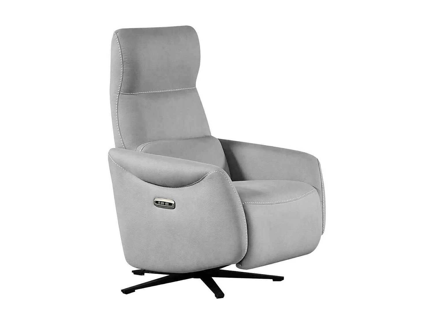 Fauteuil relax électrique pivotant tissu micro peau ultra doux gris clair - SMALK