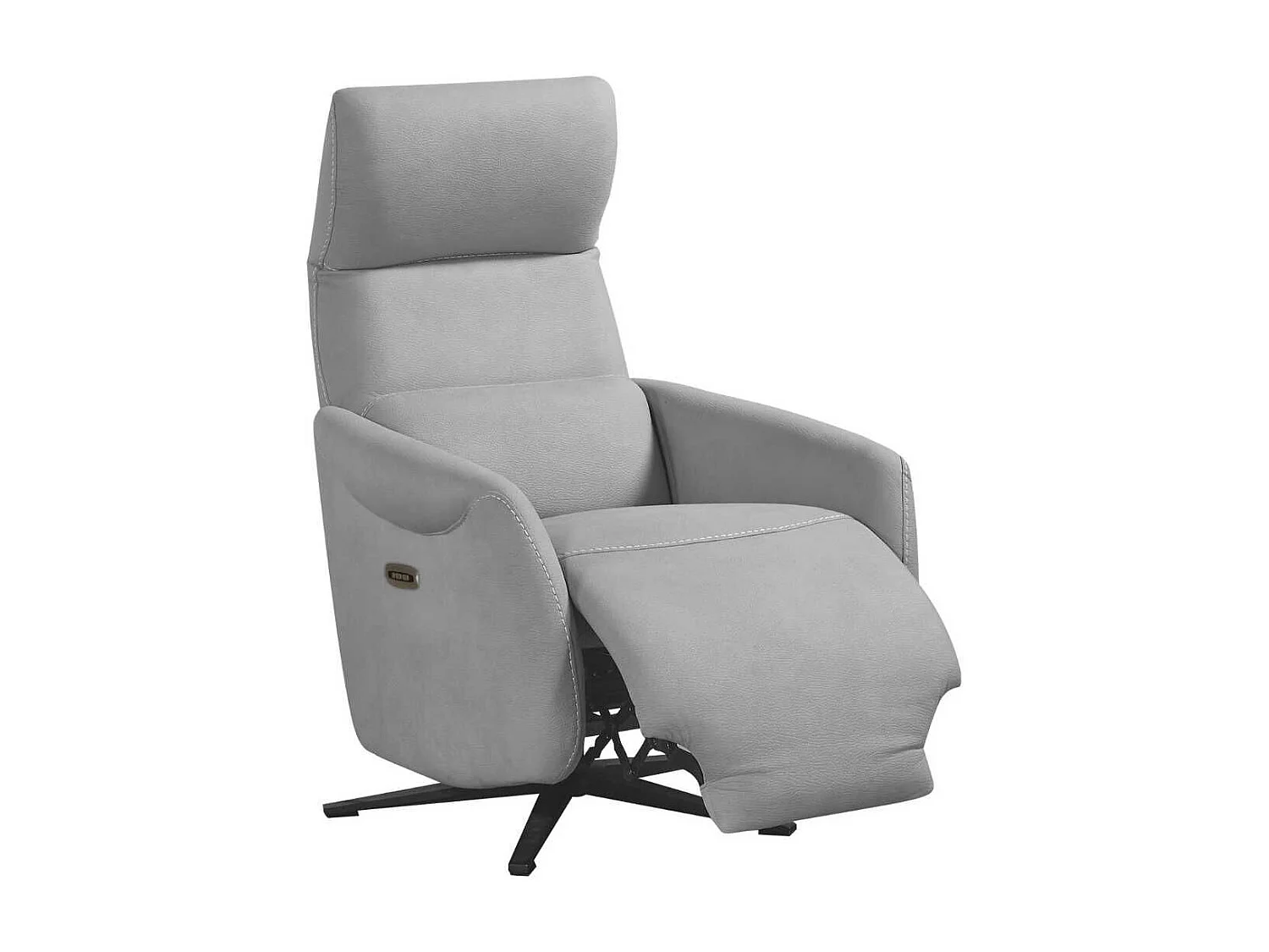 Fauteuil relax électrique pivotant tissu micro peau ultra doux gris clair - SMALK