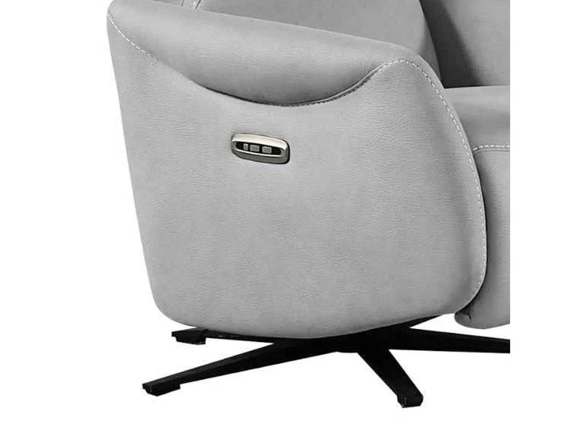 Fauteuil relax électrique pivotant tissu micro peau ultra doux gris clair - SMALK