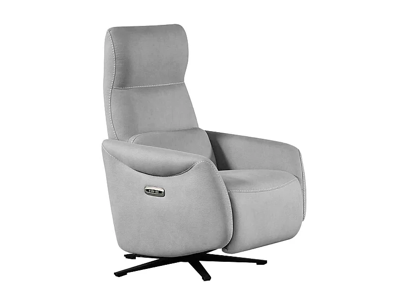 Fauteuil relax électrique pivotant tissu micro peau ultra doux gris clair - SMALK