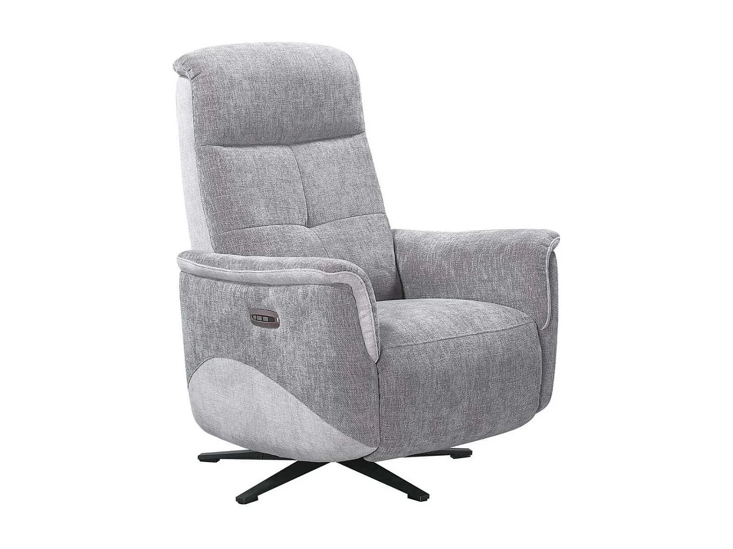 Fauteuil relax électrique pivotant tissu maillé ultra doux bicolore gris - AUSTRAL