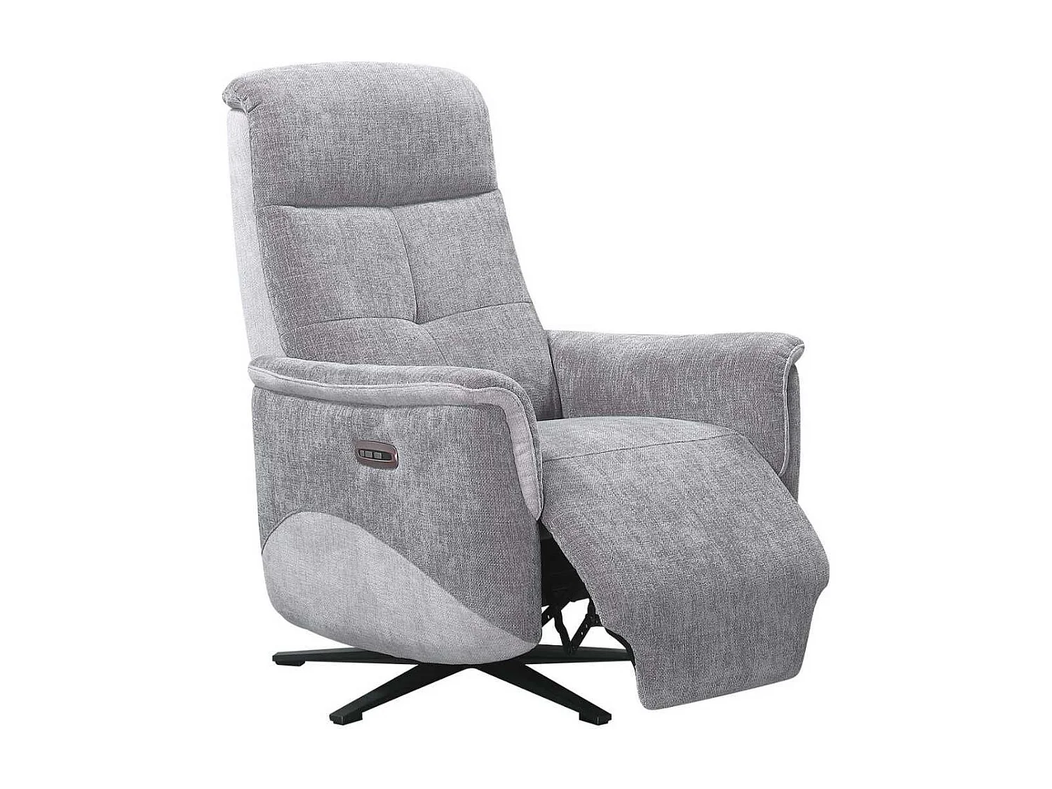 Fauteuil relax électrique pivotant tissu maillé ultra doux bicolore gris - AUSTRAL