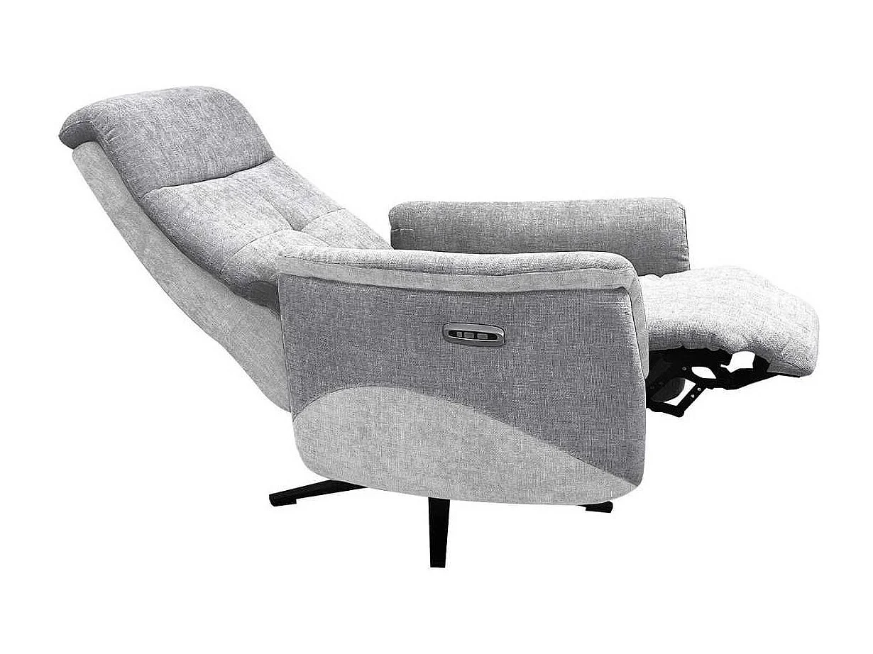 Fauteuil relax électrique pivotant tissu maillé ultra doux bicolore gris - AUSTRAL