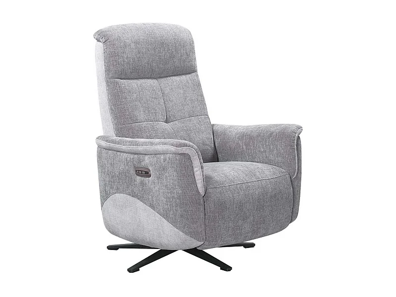 Fauteuil relax électrique pivotant tissu maillé ultra doux bicolore gris - AUSTRAL