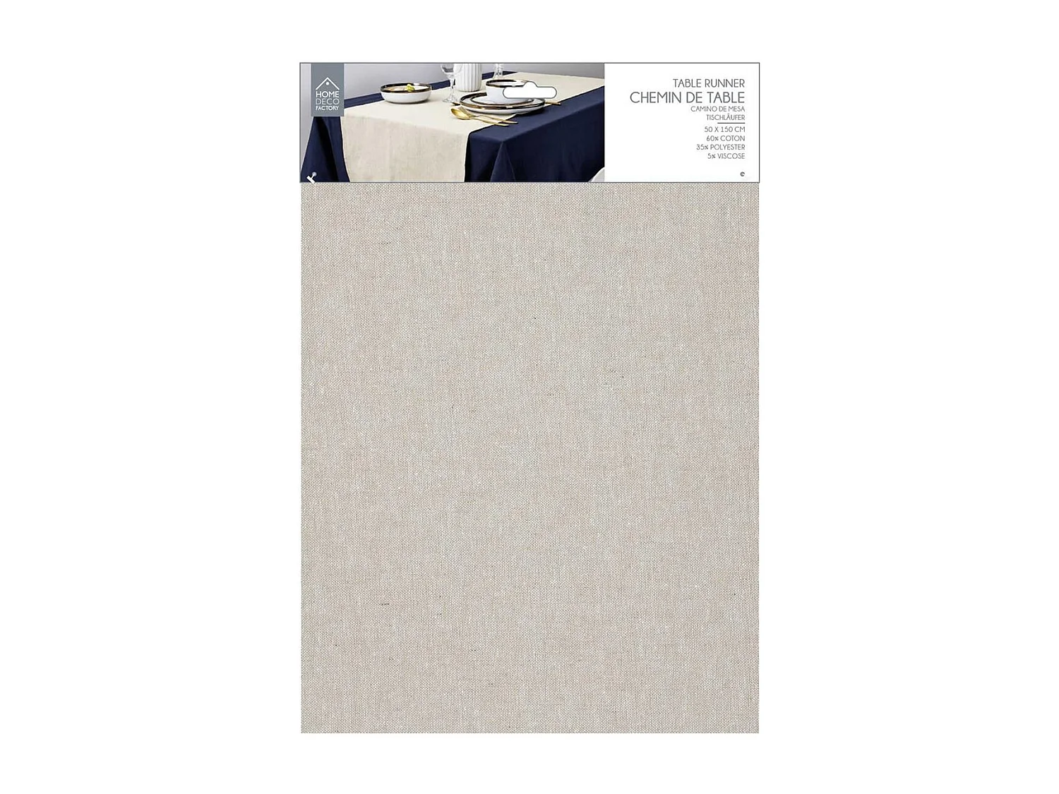 Chemin de Table en Coton 150x50cm Beige Chiné - MIRENA
