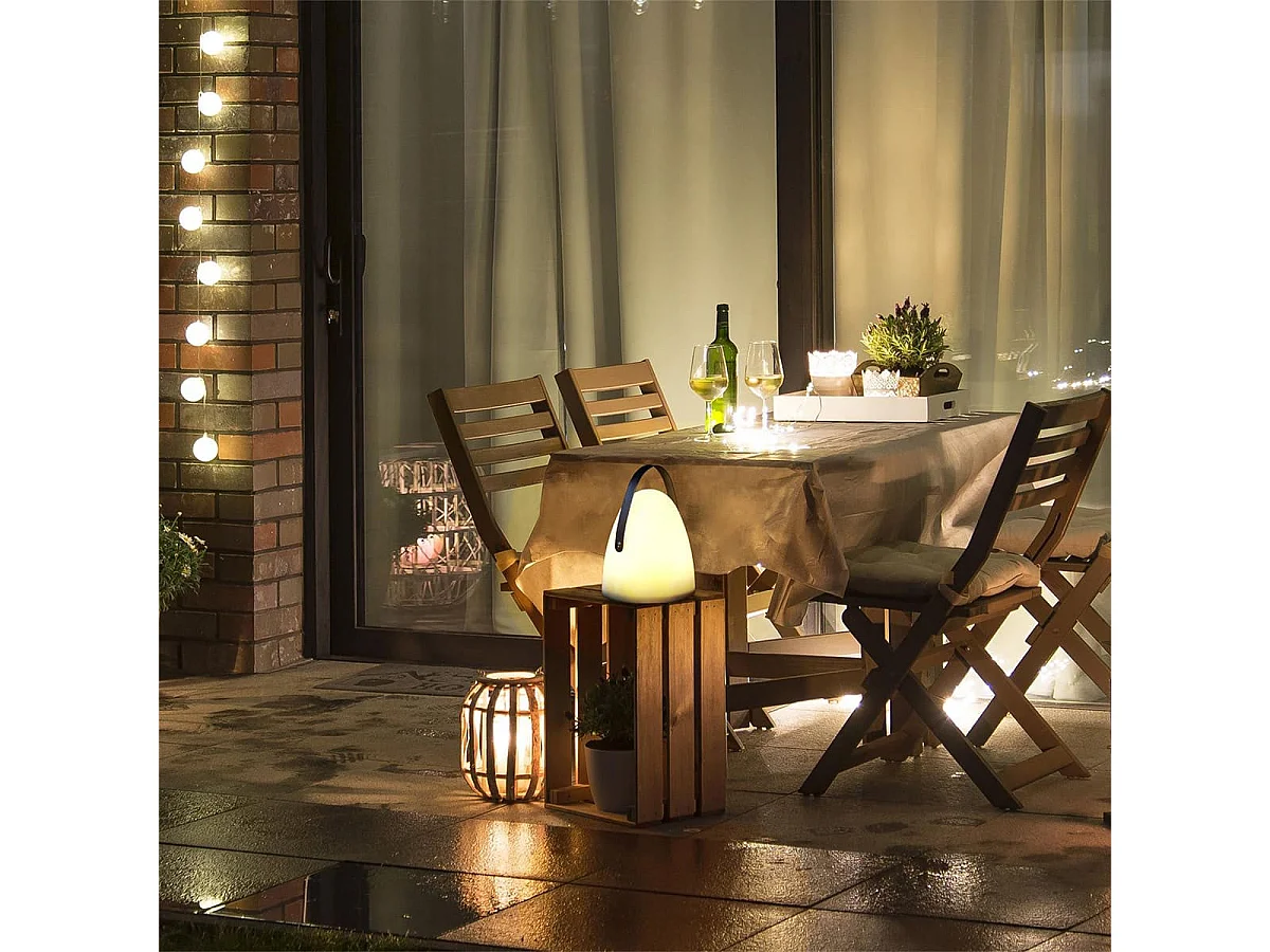 Lampe Sans Fil Blanche Intérieur/Extérieur avec Poignée Métal Noir - AJACCIO