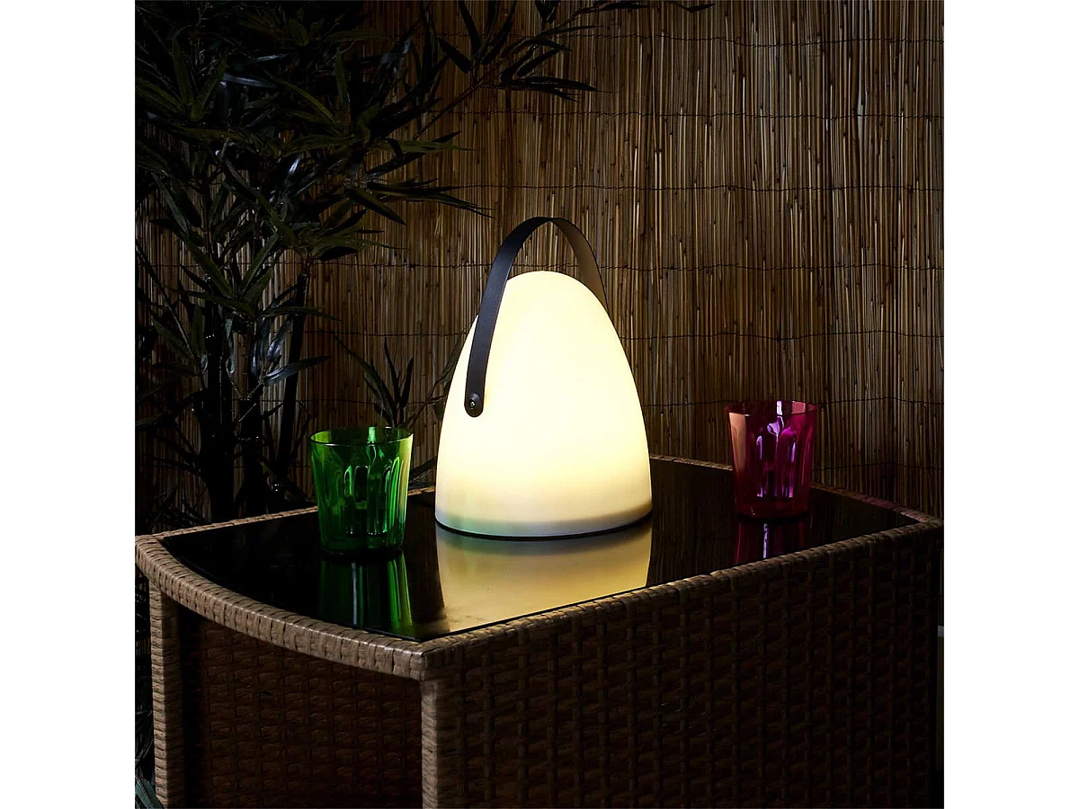 Lampe Sans Fil Blanche Intérieur/Extérieur avec Poignée Métal Noir - AJACCIO