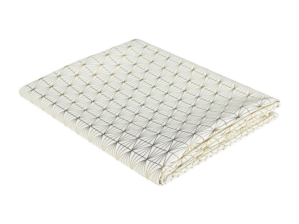 Nappe Blanche Motifs Géométriques Dorés 140x250cm - SOLINA