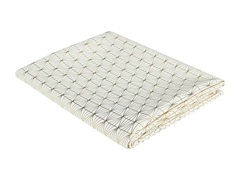 Nappe Blanche Motifs Géométriques Dorés 140x250cm - SOLINA