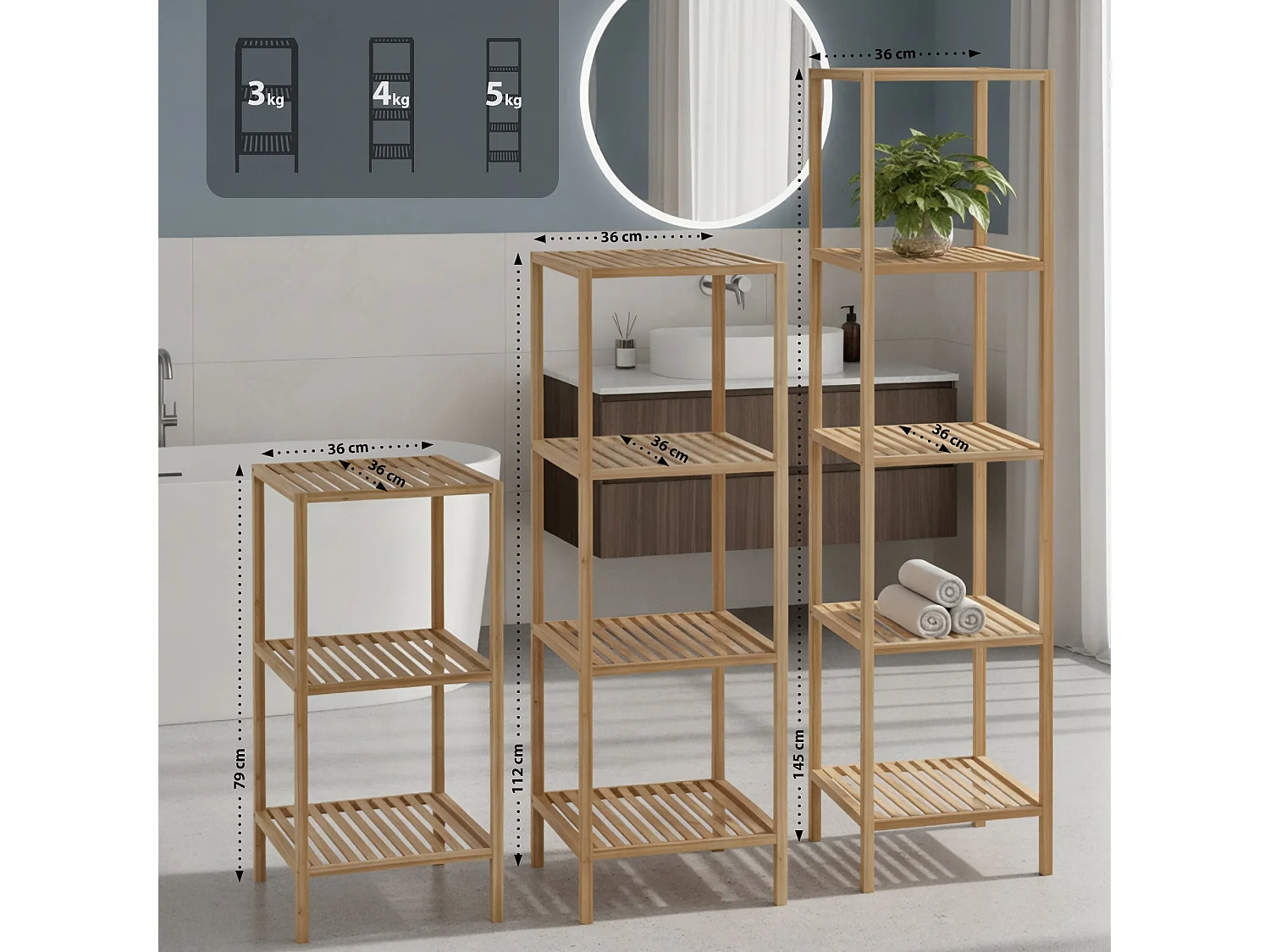 Colonne salle de bain - Bois - S - Nature - Zinnien