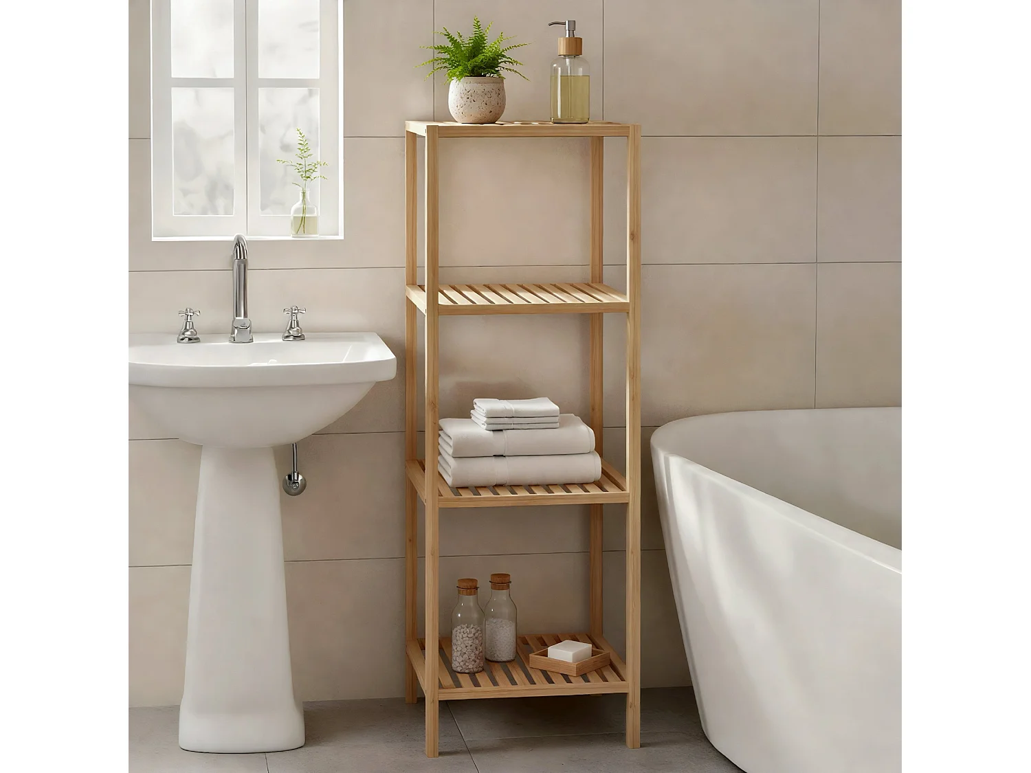 Colonne salle de bain - Bois - M - Nature - Zinnien