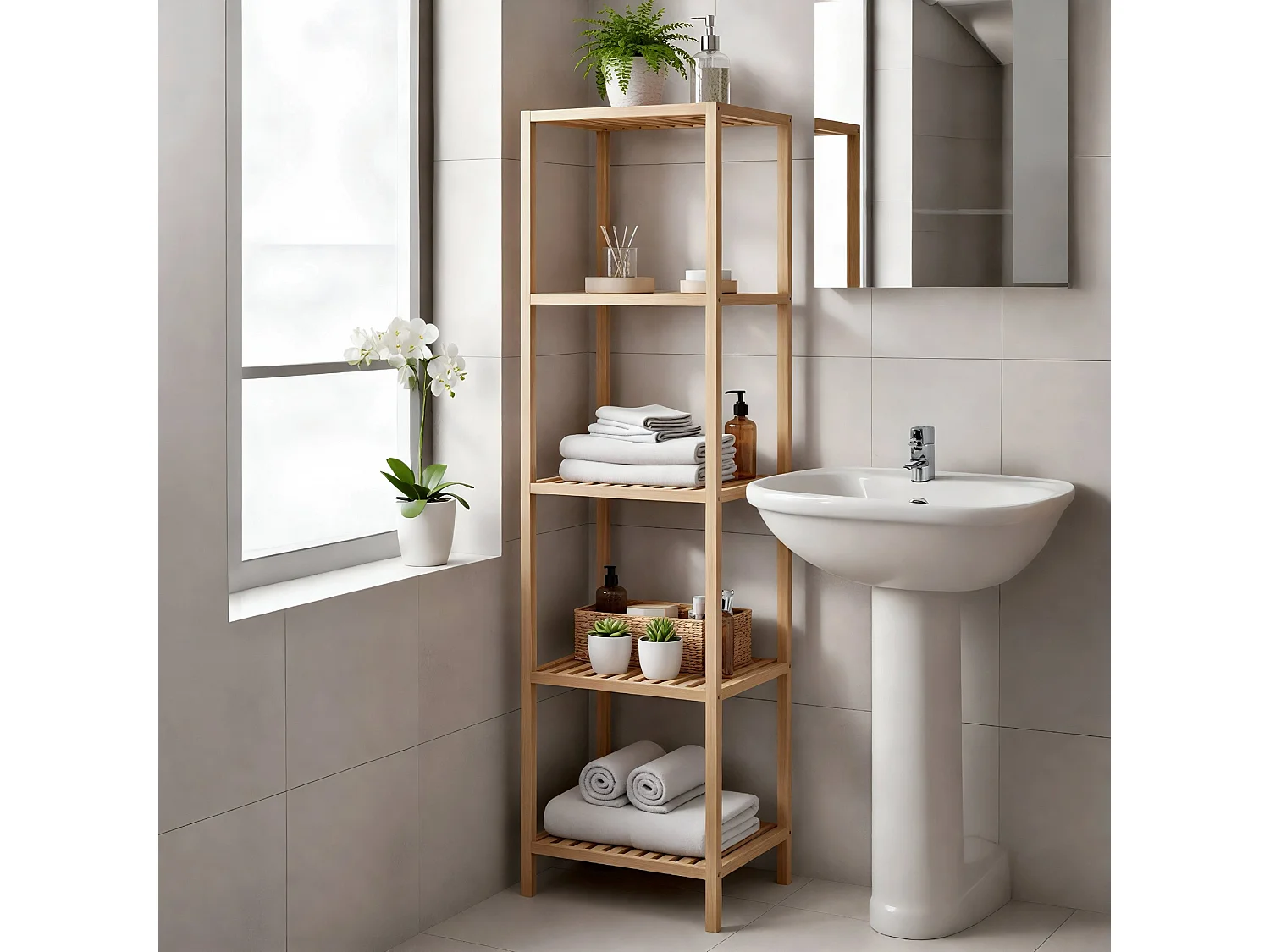 Colonne salle de bain - Bois - L - Nature - Zinnien