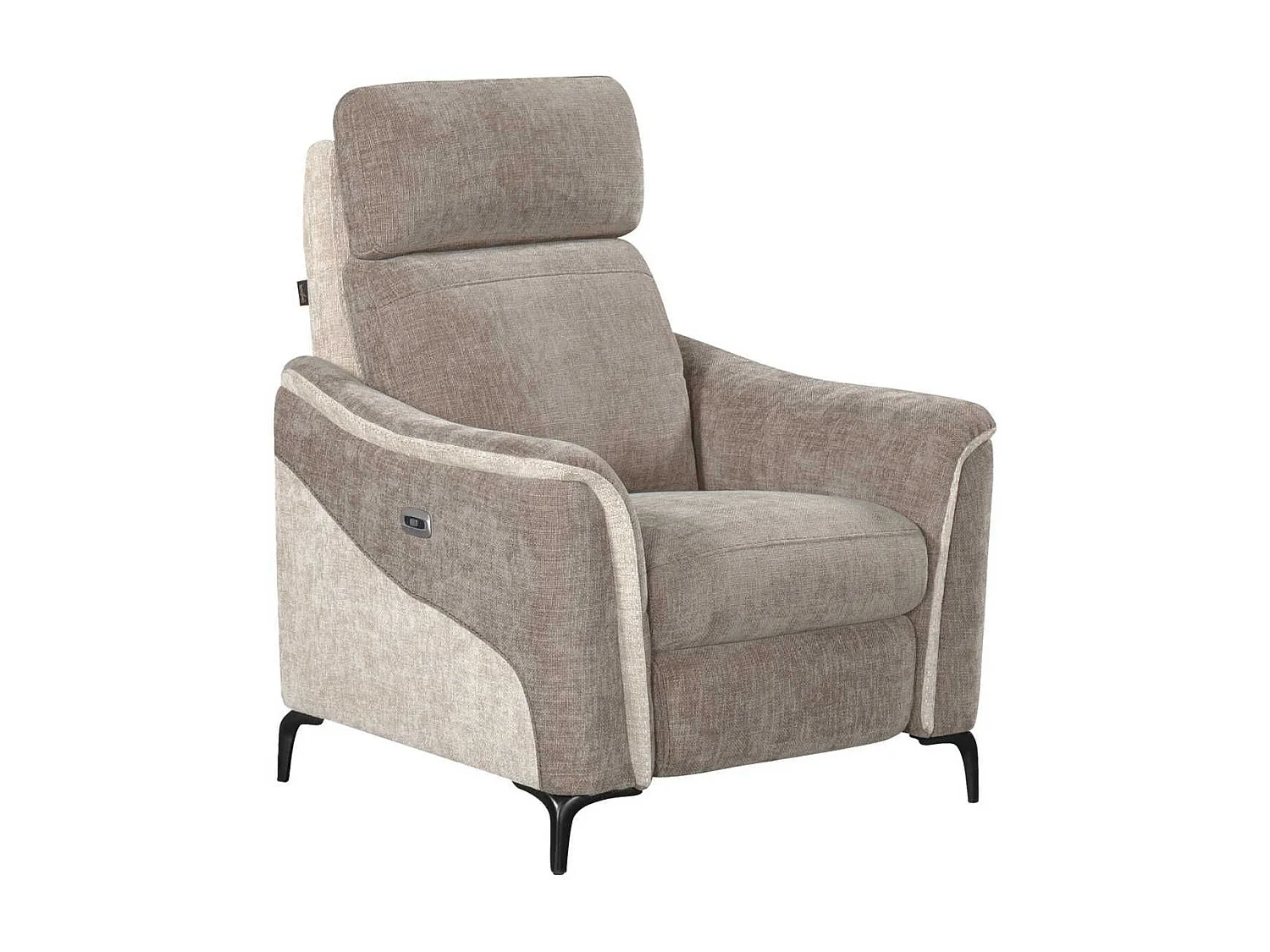 Fauteuil relax électrique tissu maillé ultra doux bicolore moka et beige - SOLLYS