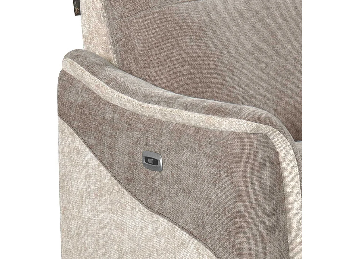 Fauteuil relax électrique tissu maillé ultra doux bicolore moka et beige - SOLLYS