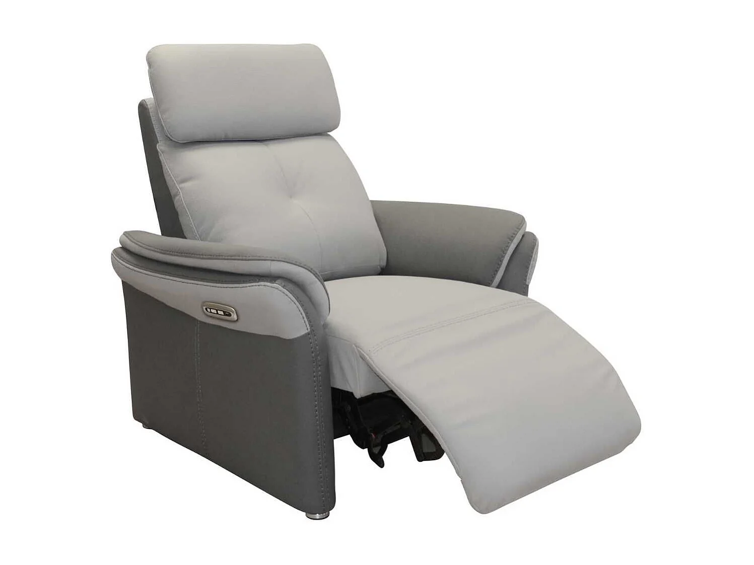 Fauteuil relax électrique tissu micro grain gris perle et gris plomb - DJINO