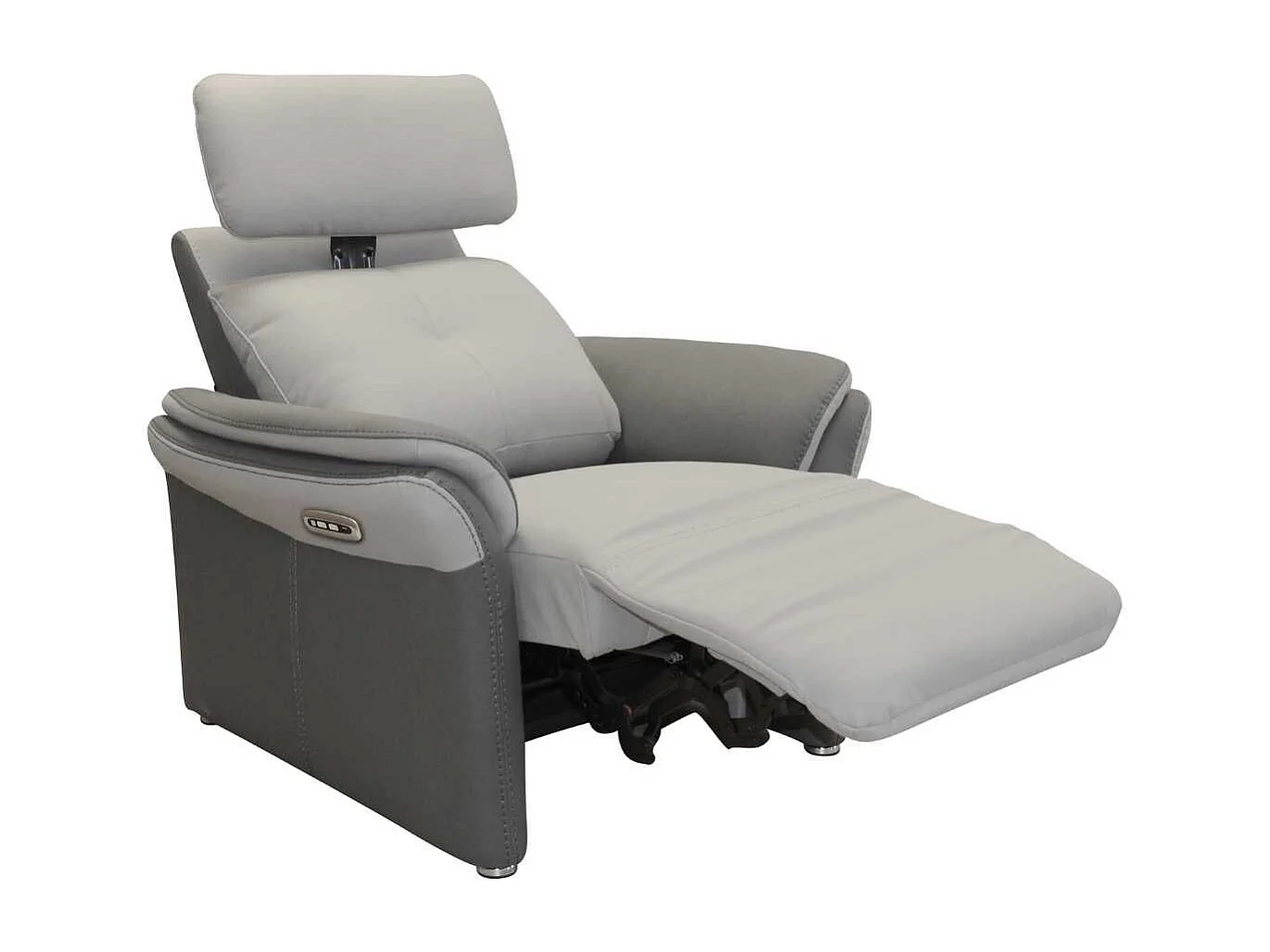 Fauteuil relax électrique tissu micro grain gris perle et gris plomb - DJINO