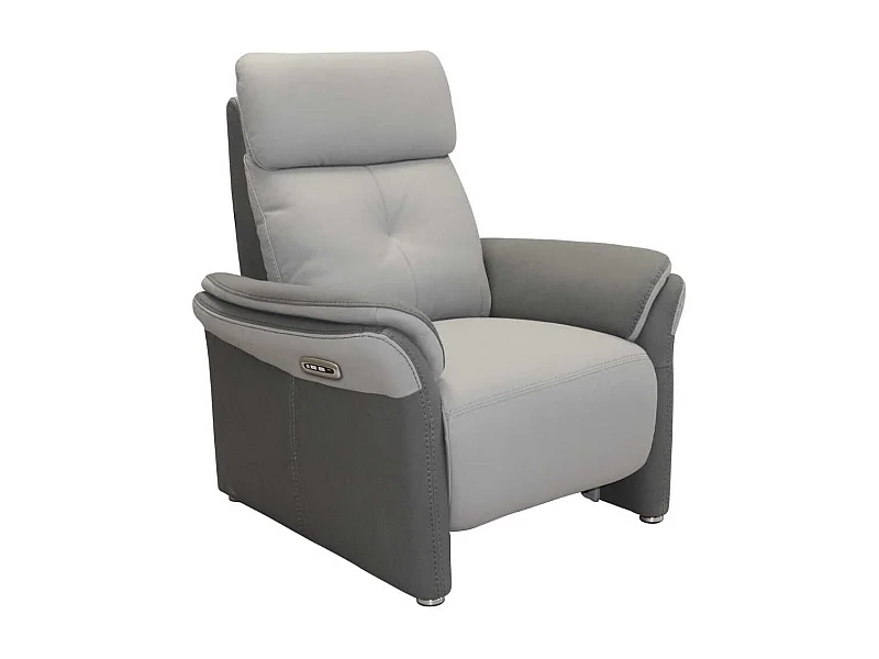 Fauteuil relax électrique tissu micro grain gris perle et gris plomb - DJINO