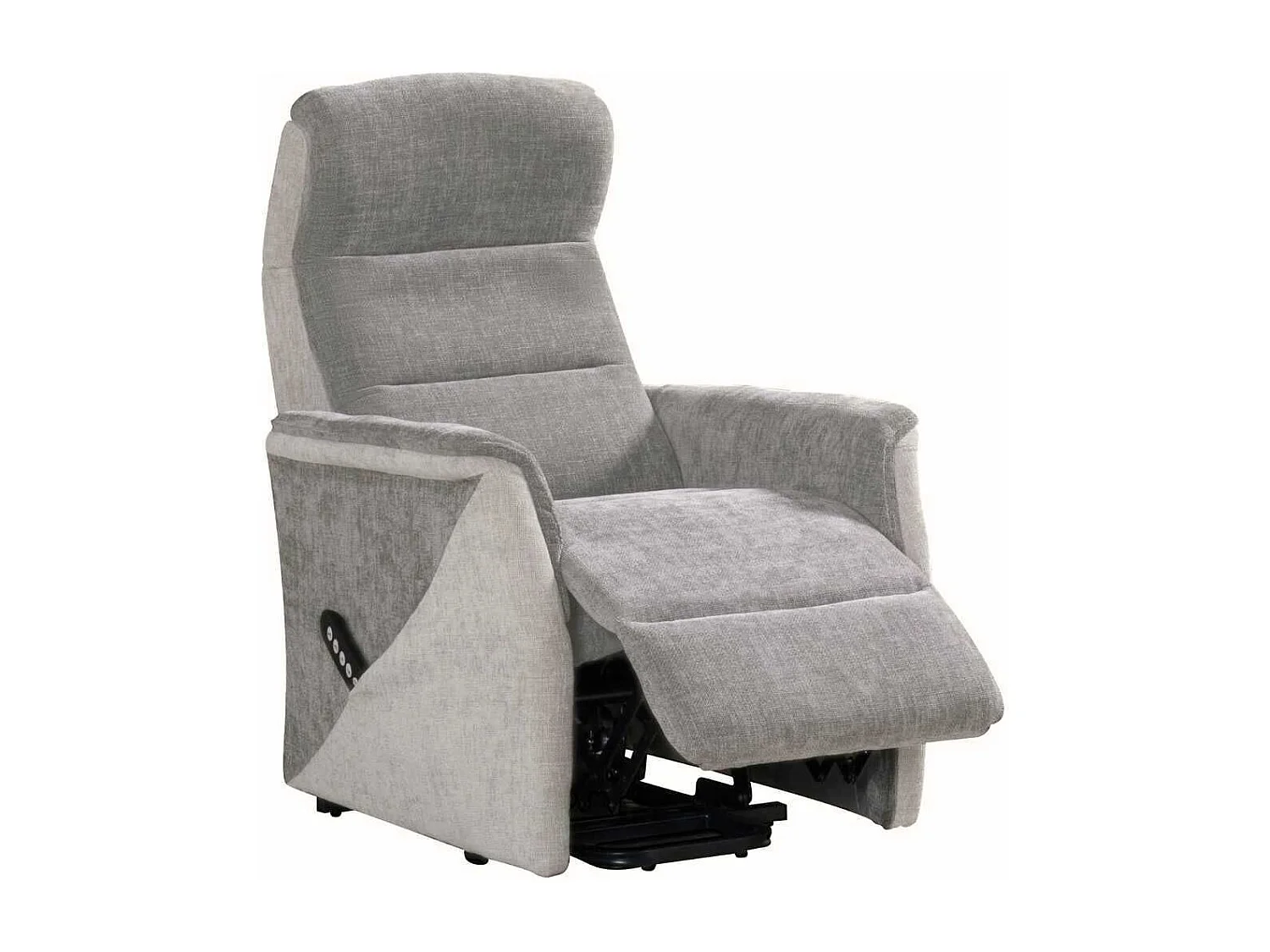 Fauteuil relax électrique releveur bi-moteur tissu maillé bicolore gris spécial petite taille - KLEIN