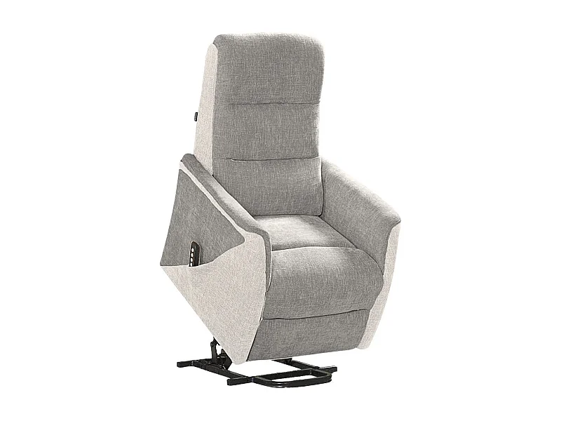 Fauteuil relax électrique releveur bi-moteur tissu maillé bicolore gris spécial petite taille - KLEIN