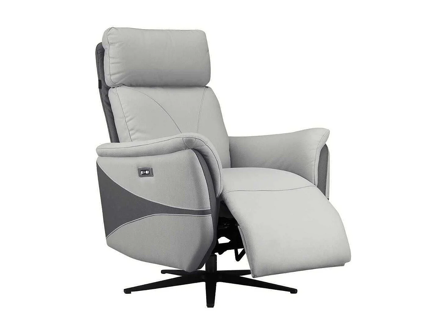 Fauteuil relax électrique pivotant tissu micro peau bicolore gris - SYMPHONY