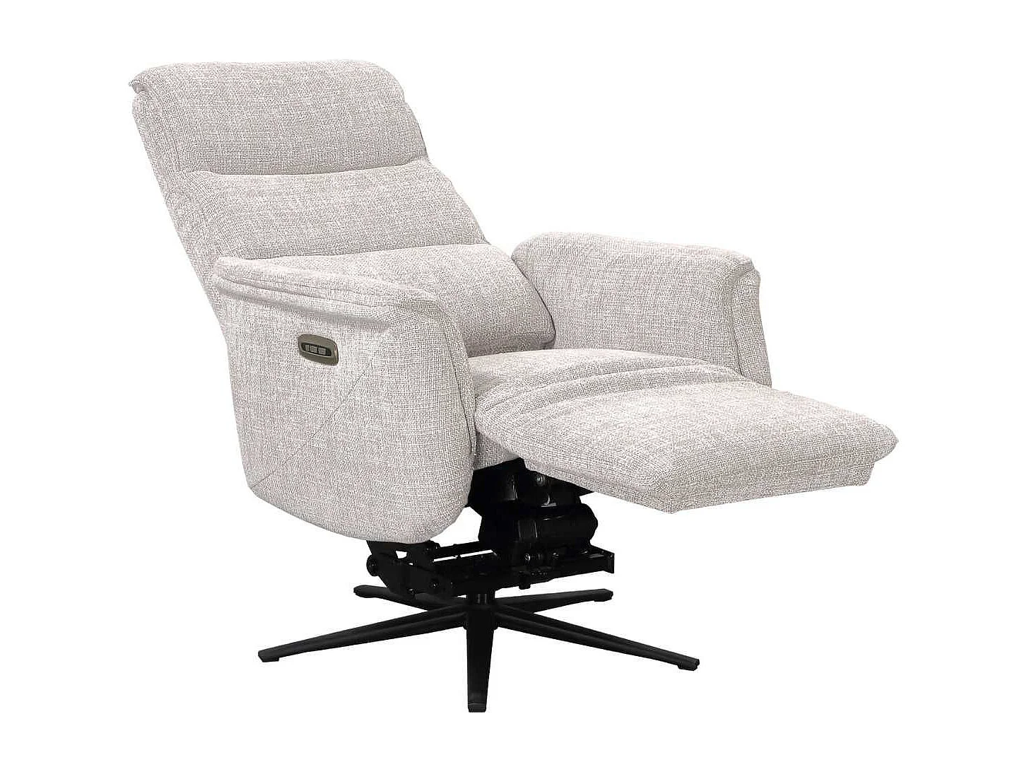 Fauteuil relax électrique releveur pivotant bi-moteur tissu croisé beige clair - WILLY
