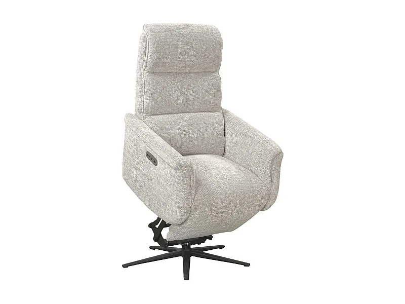 Fauteuil relax électrique releveur pivotant bi-moteur tissu croisé beige clair - WILLY