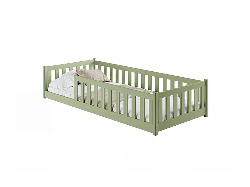 Lit enfant STELA 90x190 Vert olive Livré avec sommiers