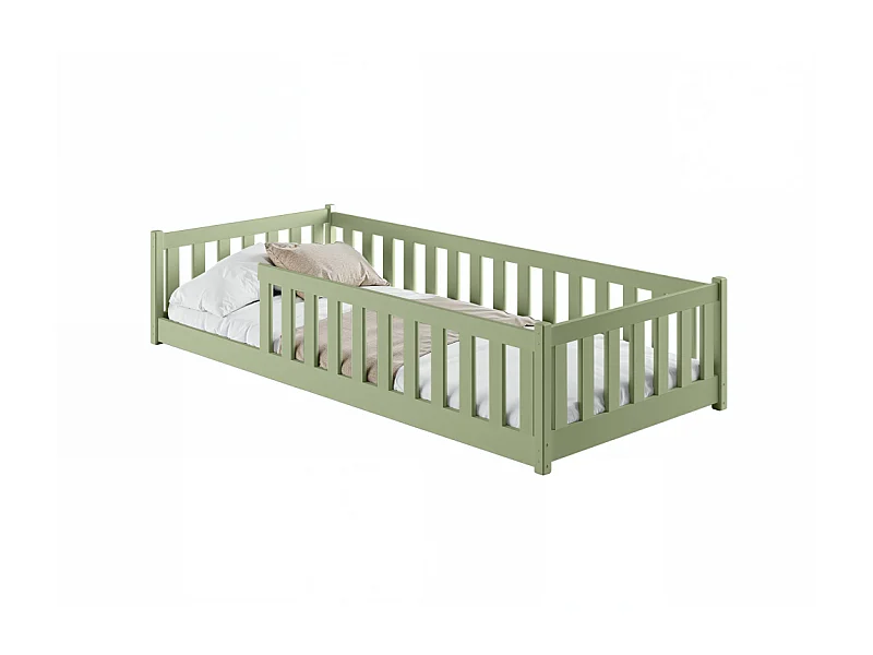 Lit enfant STELA 90x190 Vert olive Livré avec sommiers