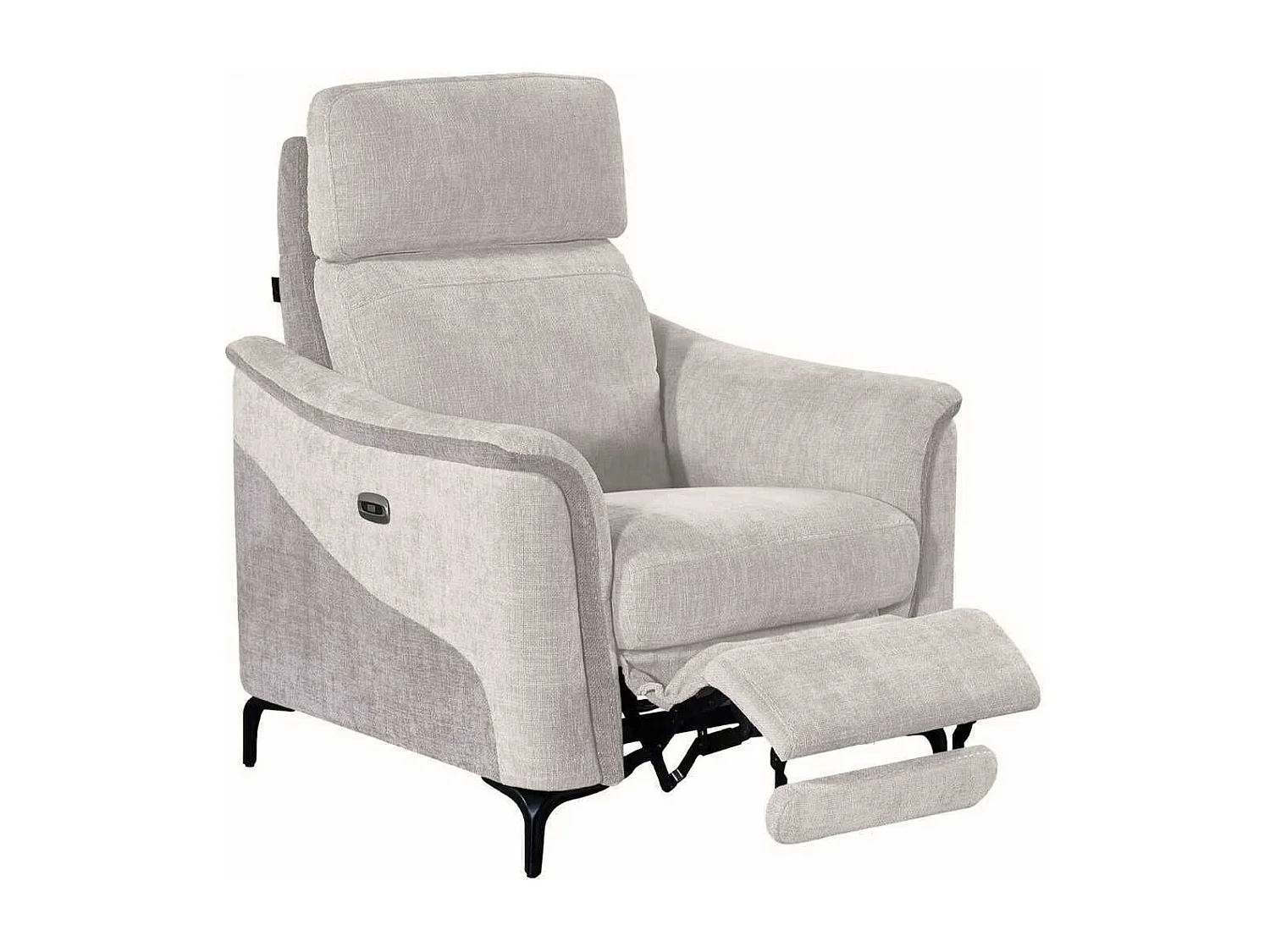 Fauteuil relax électrique tissu maillé ultra doux bicolore gris - SOLLYS