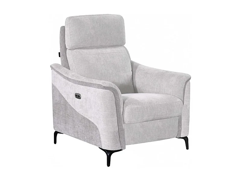Fauteuil relax électrique tissu maillé ultra doux bicolore gris - SOLLYS