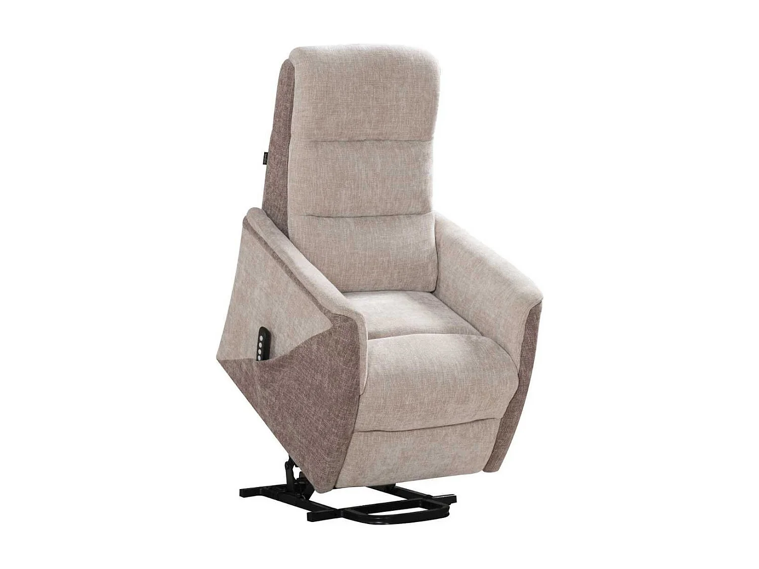 Fauteuil relax électrique releveur bi-moteur tissu maillé bicolore beige spécial petite taille - KLEIN