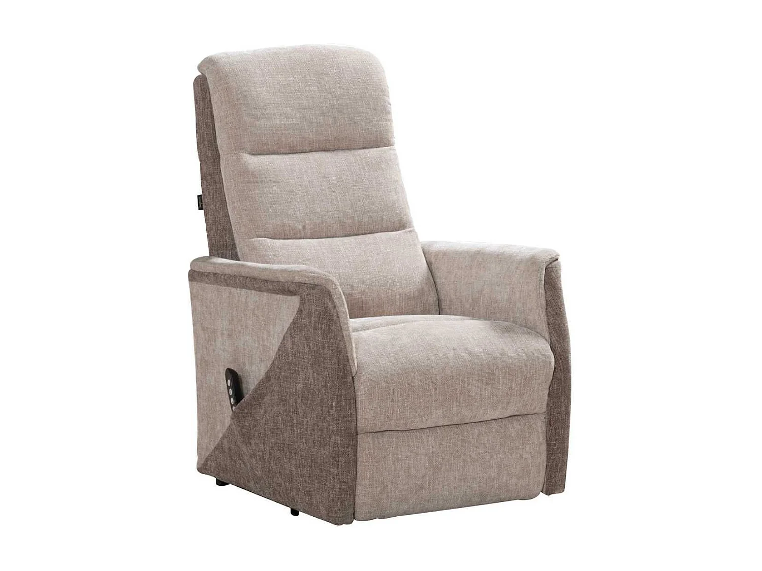 Fauteuil relax électrique releveur bi-moteur tissu maillé bicolore beige spécial petite taille - KLEIN