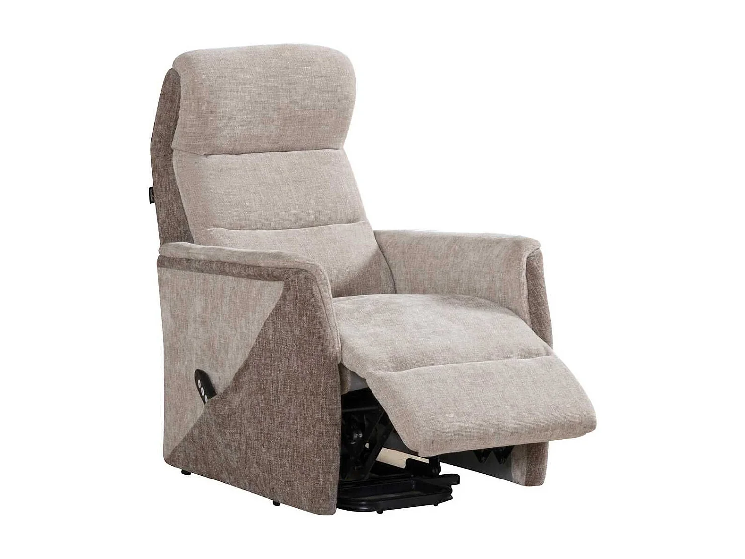 Fauteuil relax électrique releveur bi-moteur tissu maillé bicolore beige spécial petite taille - KLEIN