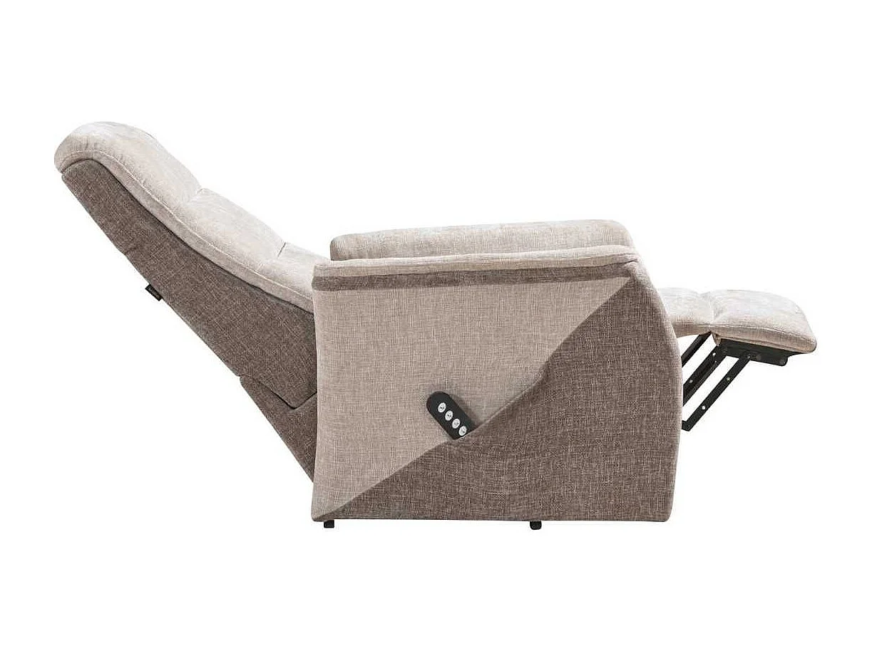 Fauteuil relax électrique releveur bi-moteur tissu maillé bicolore beige spécial petite taille - KLEIN