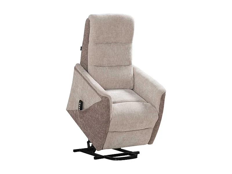 Fauteuil relax électrique releveur bi-moteur tissu maillé bicolore beige spécial petite taille - KLEIN