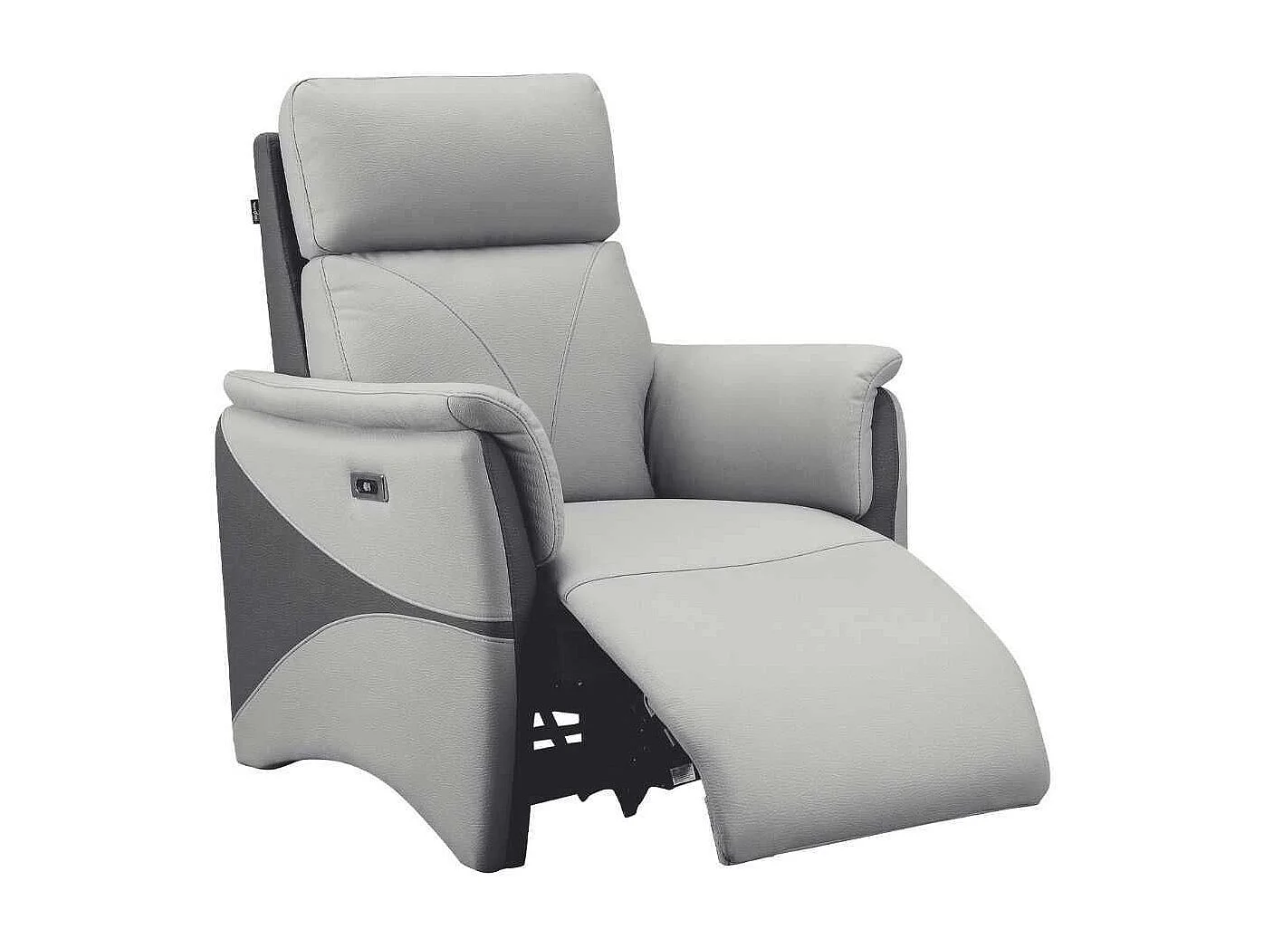 Fauteuil relax électrique tissu micro peau bicolore gris - SYMPHONY