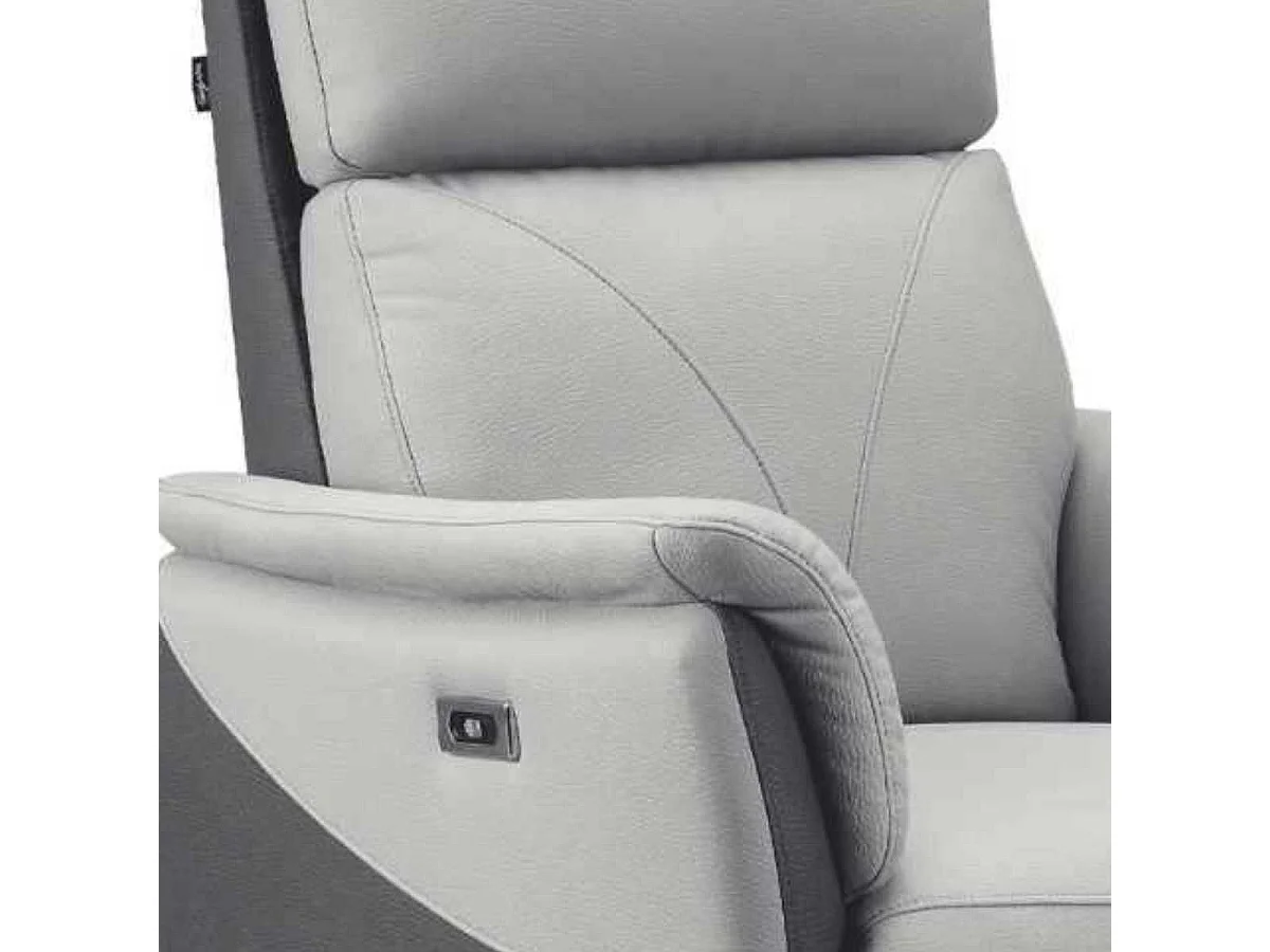 Fauteuil relax électrique tissu micro peau bicolore gris - SYMPHONY