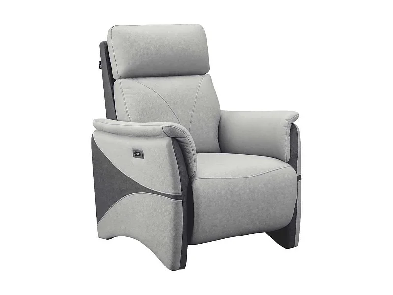 Fauteuil relax électrique tissu micro peau bicolore gris - SYMPHONY