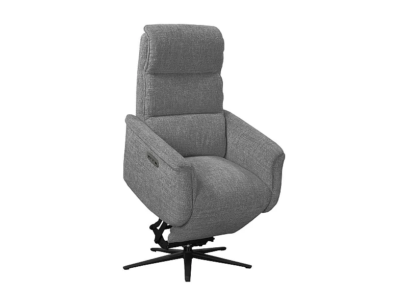 Fauteuil relax électrique releveur pivotant bi-moteur tissu croisé gris graphite - WILLY