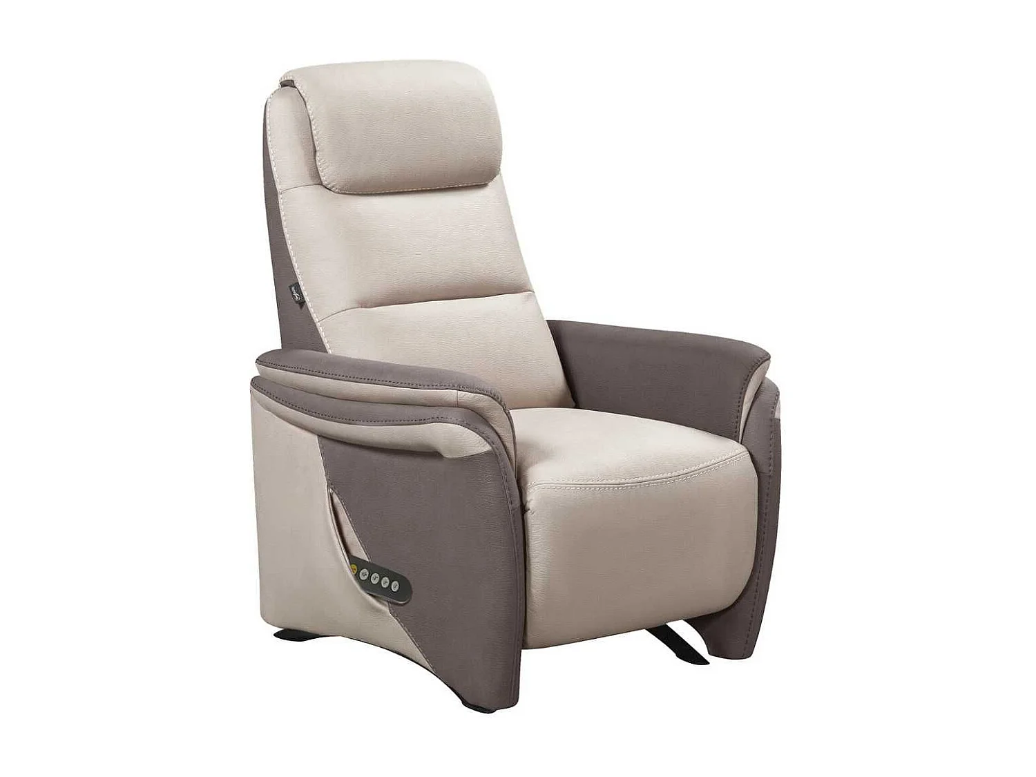 Fauteuil relax électrique releveur tissu micro peau brun et mastic - NADIR
