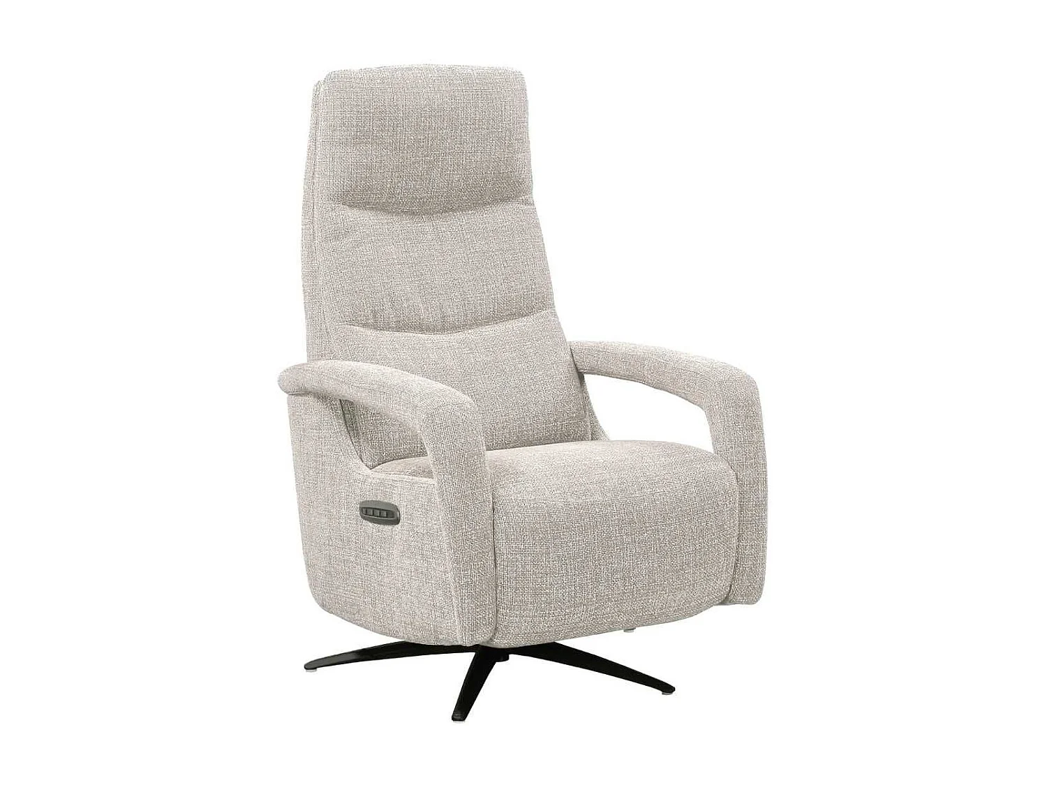 Fauteuil relax électrique pivotant tri-moteur tissu croisé naturel réglable en hauteur - PAUWEL