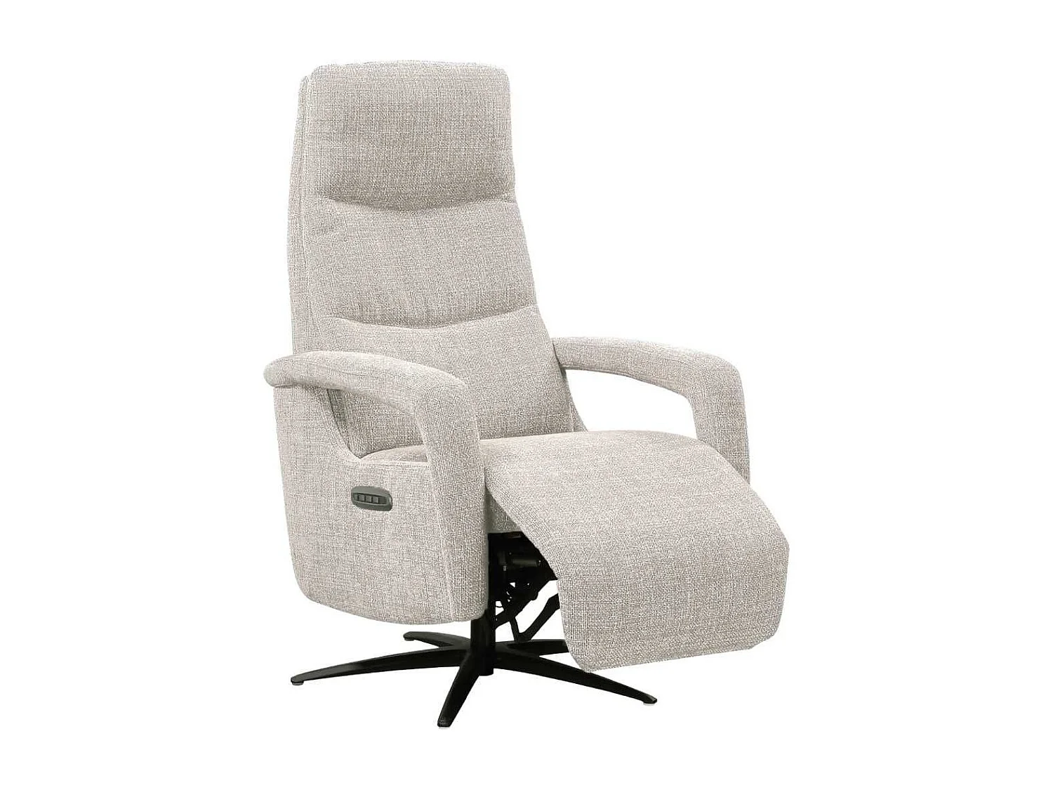 Fauteuil relax électrique pivotant tri-moteur tissu croisé naturel réglable en hauteur - PAUWEL
