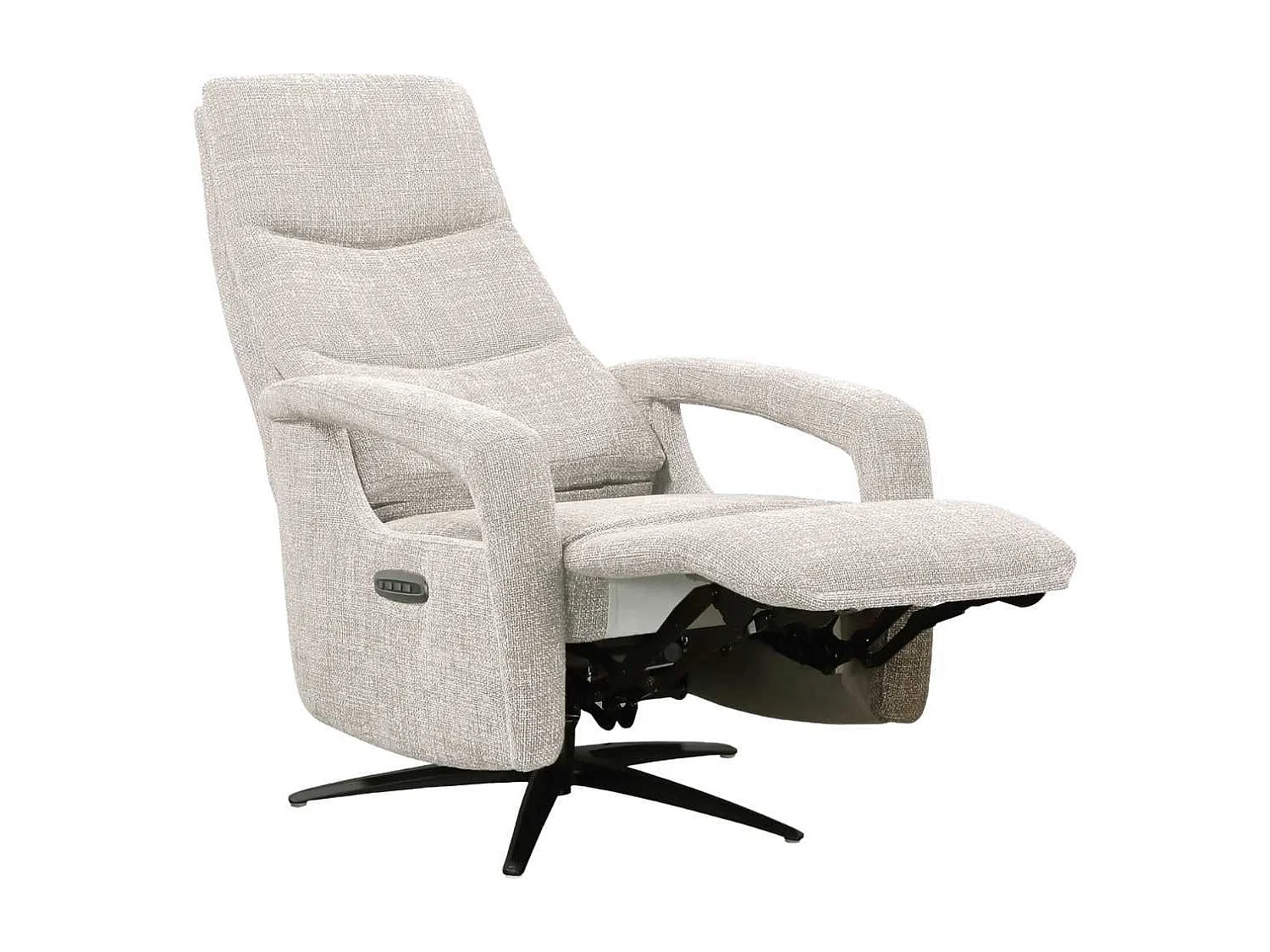 Fauteuil relax électrique pivotant tri-moteur tissu croisé naturel réglable en hauteur - PAUWEL