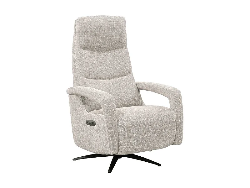Fauteuil relax électrique pivotant tri-moteur tissu croisé naturel réglable en hauteur - PAUWEL