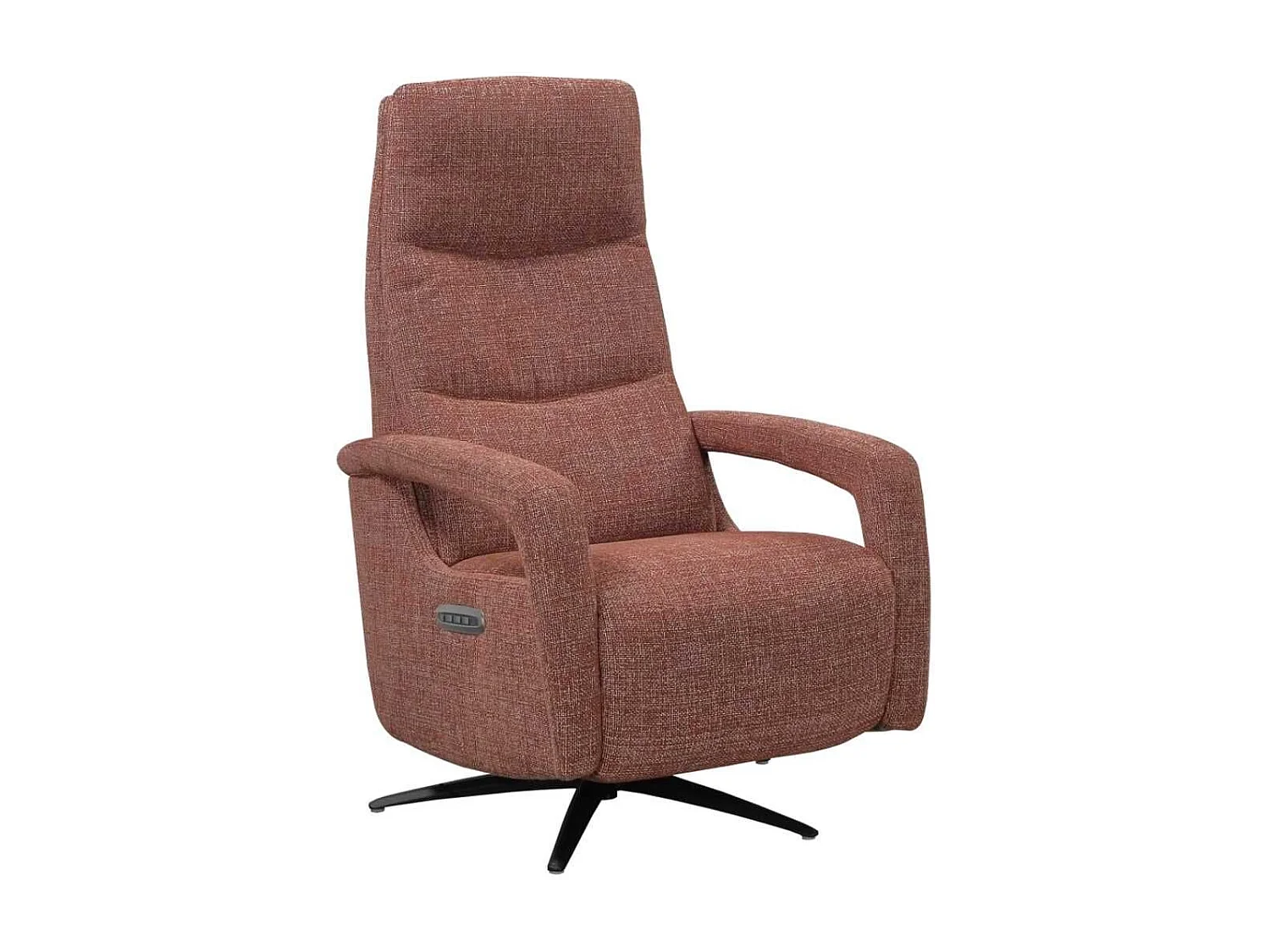 Fauteuil relax électrique pivotant tri-moteur tissu croisé brique réglable en hauteur - PAUWEL