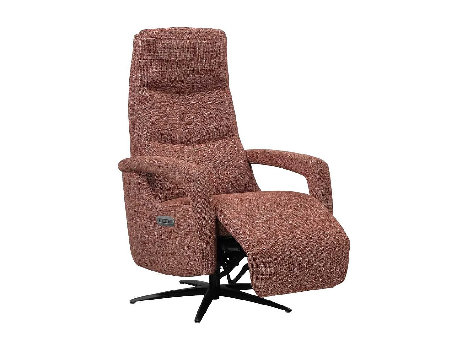 Fauteuil relax électrique pivotant tri-moteur tissu croisé brique réglable en hauteur - PAUWEL