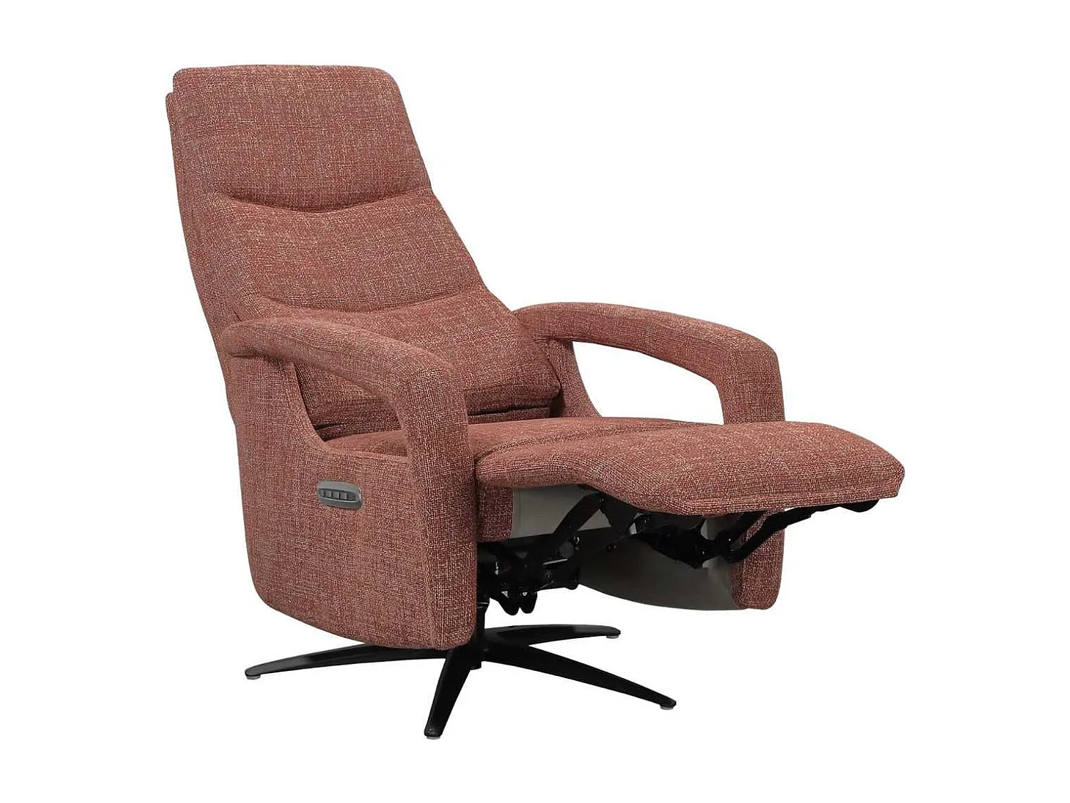 Fauteuil relax électrique pivotant tri-moteur tissu croisé brique réglable en hauteur - PAUWEL