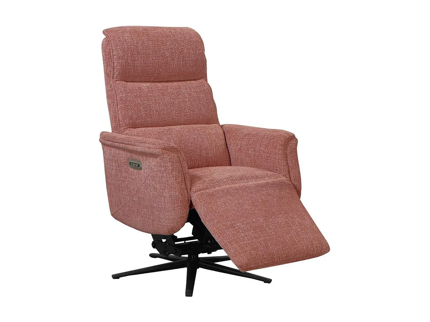 Fauteuil relax électrique releveur pivotant bi-moteur tissu croisé rouge brique - WILLY